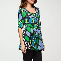 24seven Comfort Apparel Womens Scoop Neck Elbow Sleeve Tunic Top