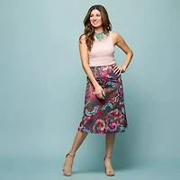 24seven Comfort Apparel Womens Mid Rise A-Line Skirt