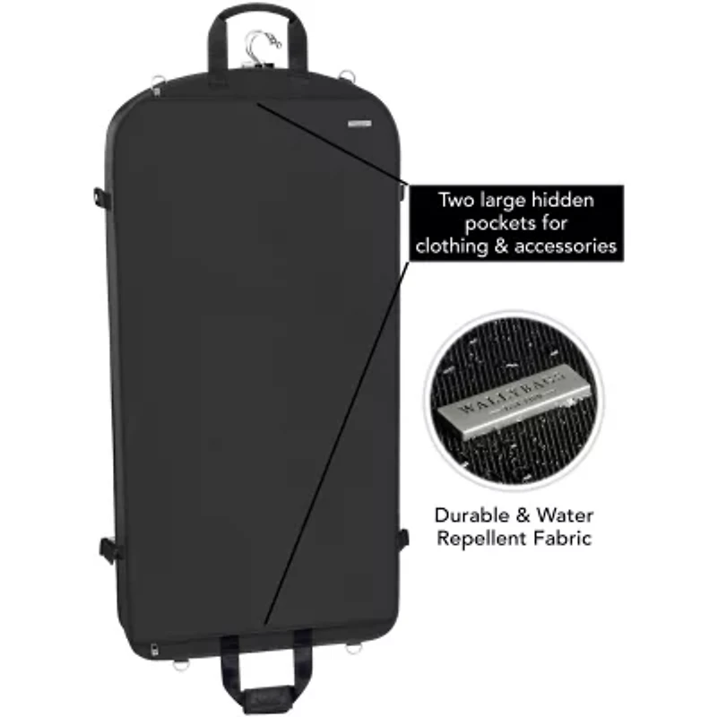 WallyBags 42" Premium Travel Garment Bag With Shoulder Strap, Two Large Pockets And Printed Lining