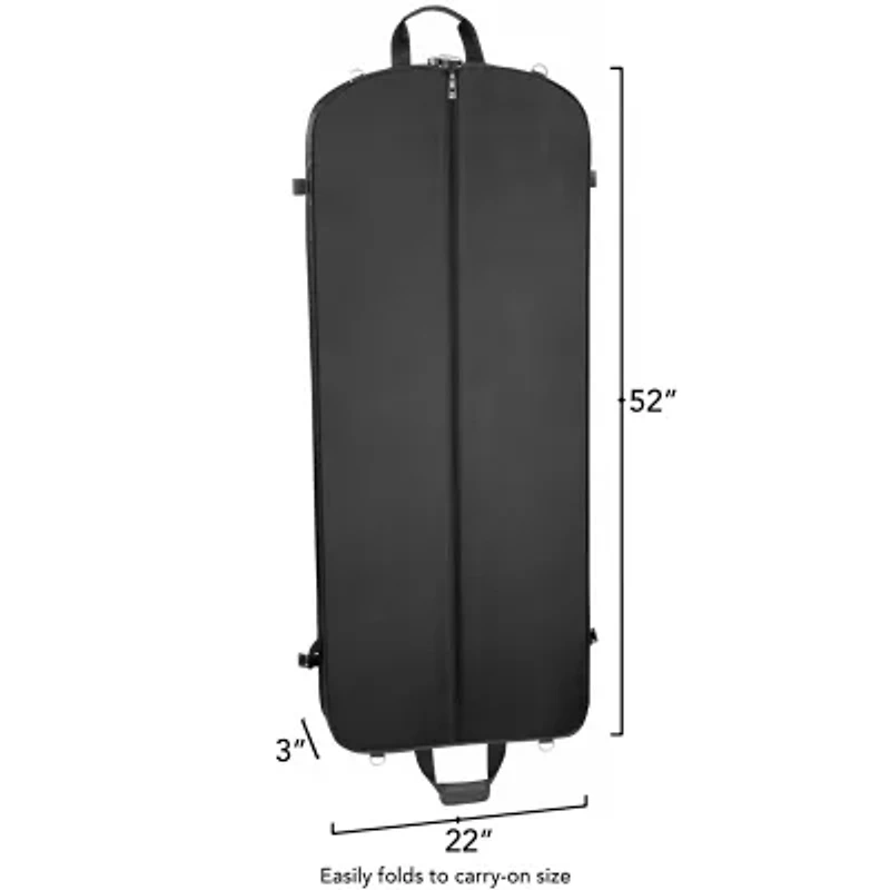 WallyBags 52" Premium Travel Garment Bag With Shoulder Strap, Two Large Pockets And Printed Lining
