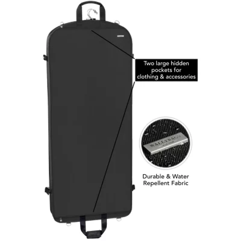 WallyBags 52" Premium Travel Garment Bag With Shoulder Strap, Two Large Pockets And Printed Lining