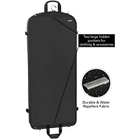 WallyBags 52" Premium Travel Garment Bag With Shoulder Strap, Two Large Pockets And Printed Lining