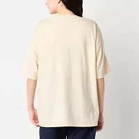 Peanuts Usa Oversized Tee Womens Crew Neck Short Sleeve Juniors Graphic T-Shirt