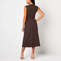 Melonie T Womens Sleeveless Midi Fit + Flare Dress