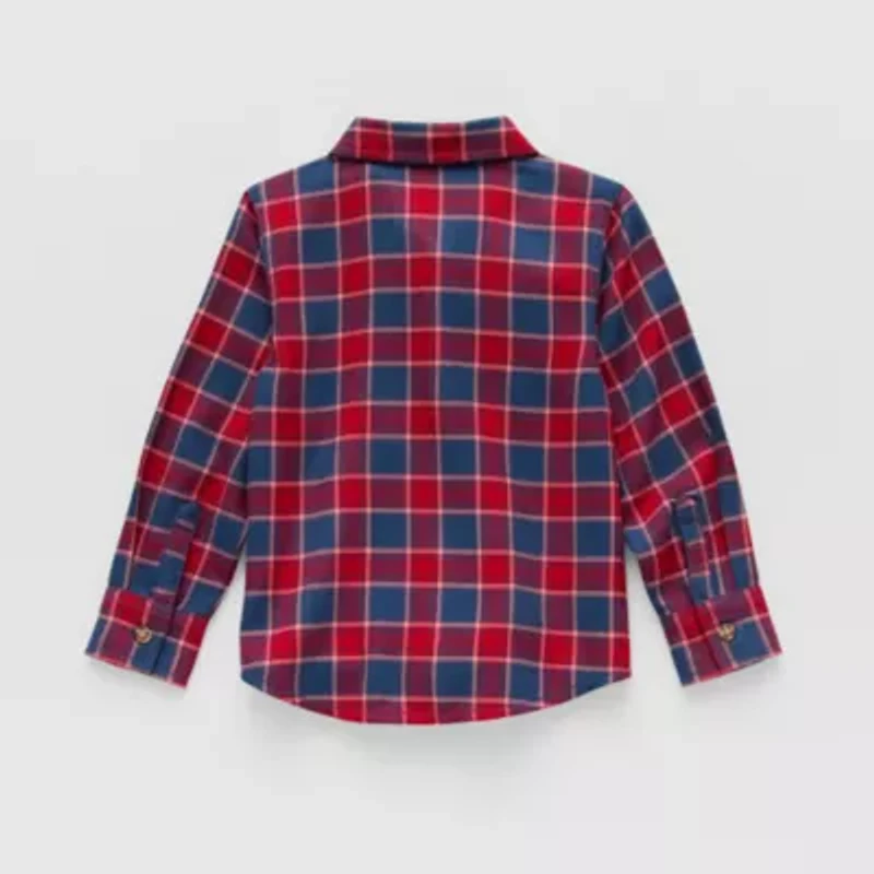 Okie Dokie Toddler & Little Boys Long Sleeve Regular Fit Button-Down Shirt