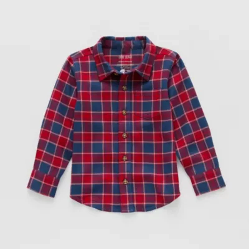 Okie Dokie Toddler & Little Boys Long Sleeve Regular Fit Button-Down Shirt