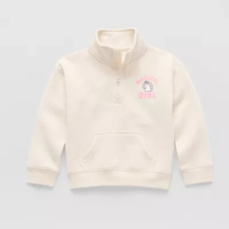 Okie Dokie Toddler & Little Girls Turtleneck Long Sleeve Casual Quarter-Zip Pullover
