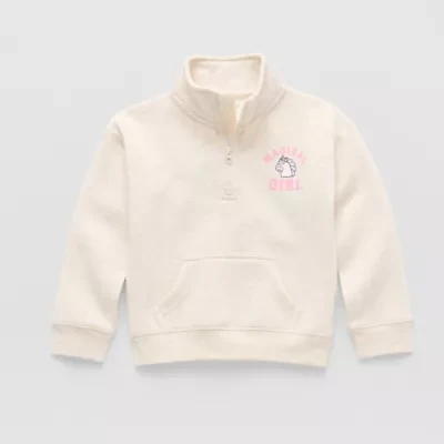 Okie Dokie Toddler & Little Girls Turtleneck Long Sleeve Casual Quarter-Zip Pullover
