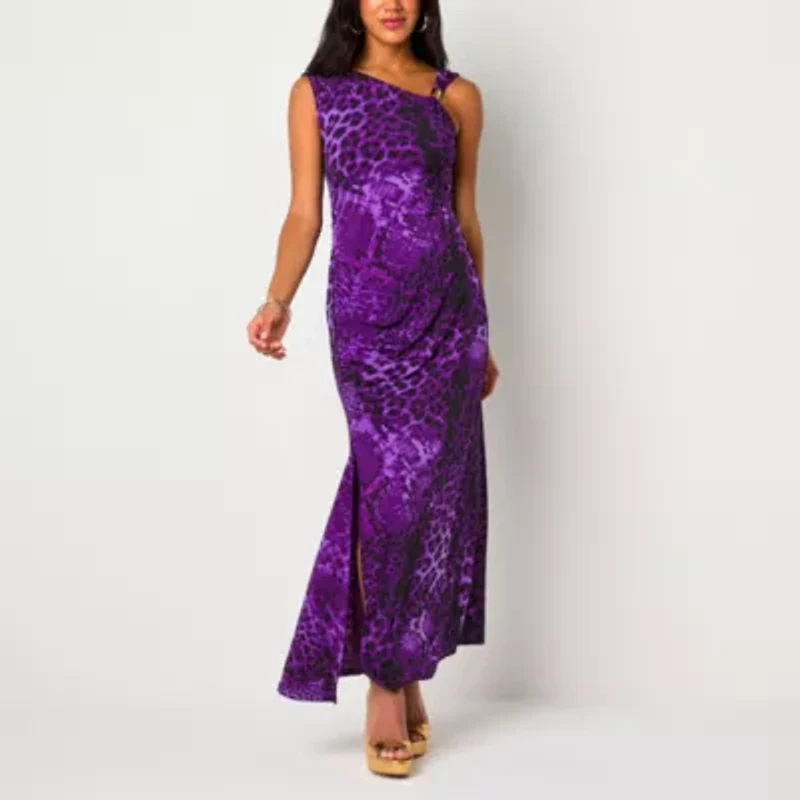 Bold Elements Womens Sleeveless Animal Maxi Dress