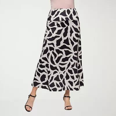 24seven Comfort Apparel Womens Mid Rise Long A-Line Skirt