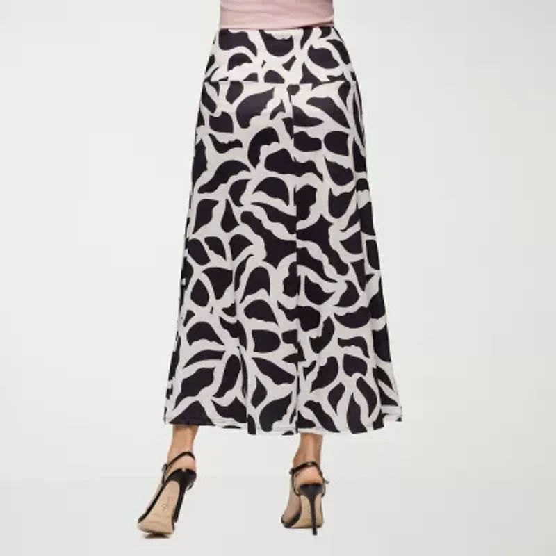 24seven Comfort Apparel Womens Mid Rise Long A-Line Skirt