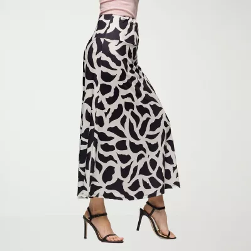 24seven Comfort Apparel Womens Mid Rise Long A-Line Skirt