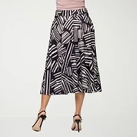24seven Comfort Apparel Womens Mid Rise Midi A-Line Skirt
