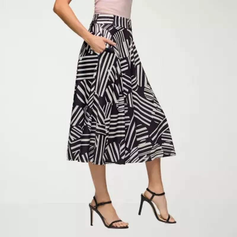 24seven Comfort Apparel Womens Mid Rise Midi A-Line Skirt