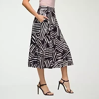 24seven Comfort Apparel Womens Mid Rise Midi A-Line Skirt