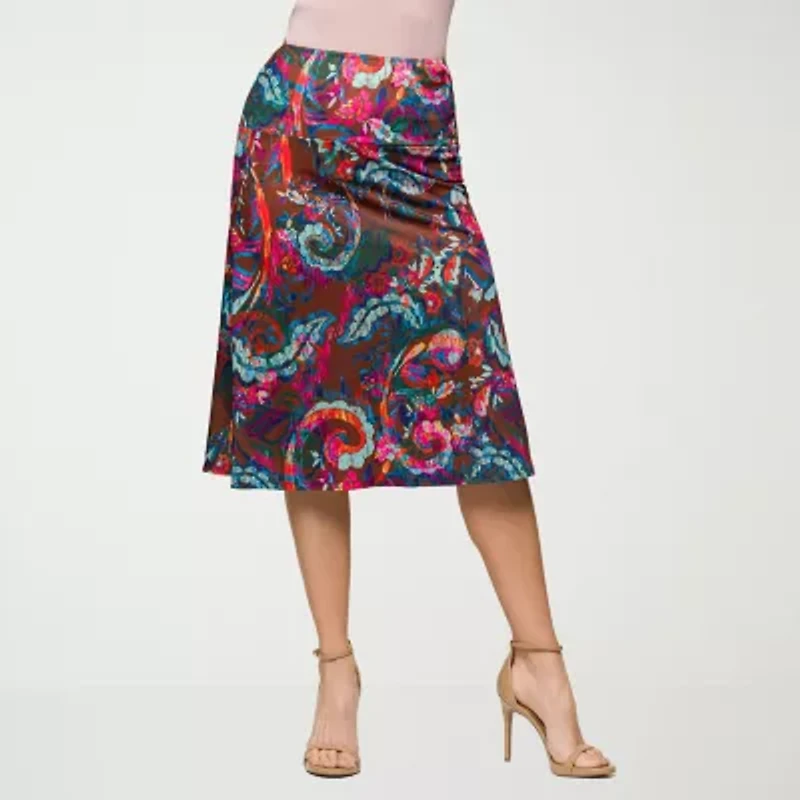 24seven Comfort Apparel Womens Mid Rise A-Line Skirt