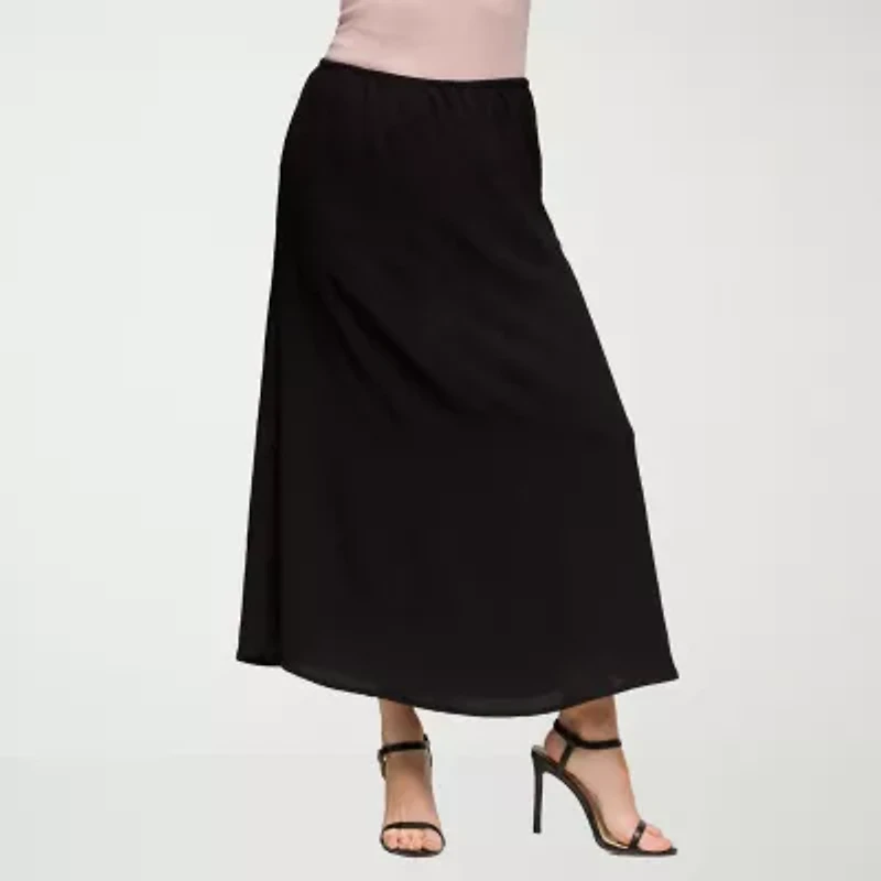 24seven Comfort Apparel Womens Mid Rise Long A-Line Skirt