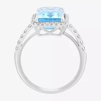 Effy Final Call (H-I / I1-I2) Womens 1/3 CT. T.W. Genuine Blue Topaz 14K Gold Halo Side Stone Cocktail Ring