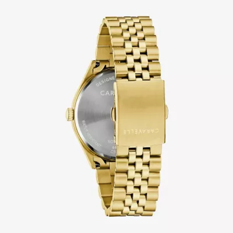 Caravelle Designed By Bulova Mens Gold Tone Stainless Steel Bracelet Watch 44b132