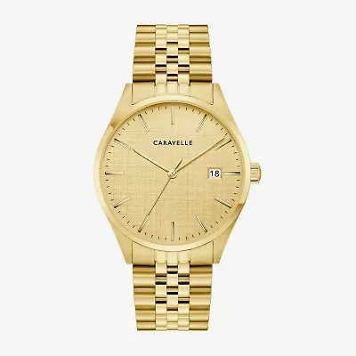 Caravelle Designed By Bulova Mens Gold Tone Stainless Steel Bracelet Watch 44b132