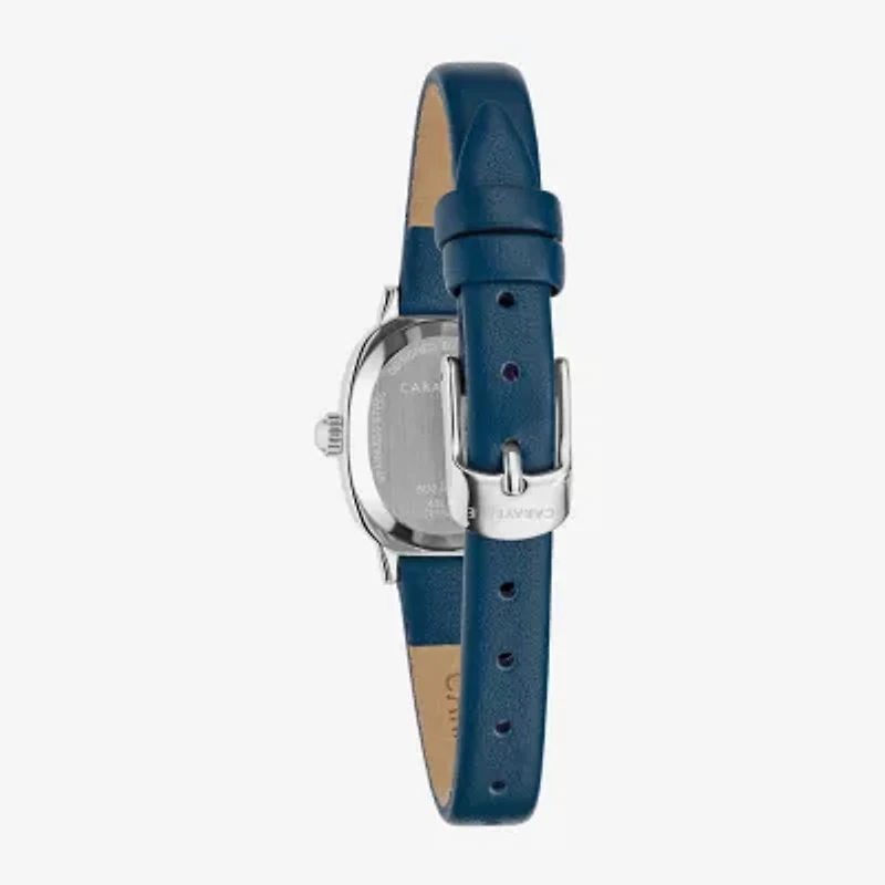 Caravelle Designed By Bulova Womens Blue Leather Strap Watch 43l227
