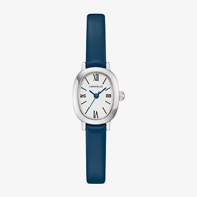 Caravelle Designed By Bulova Womens Blue Leather Strap Watch 43l227