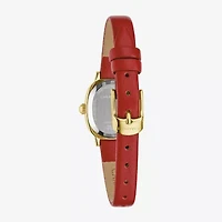 Caravelle Designed By Bulova Womens Red Leather Strap Watch 44l270