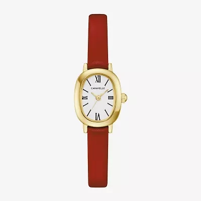 Caravelle Designed By Bulova Womens Red Leather Strap Watch 44l270