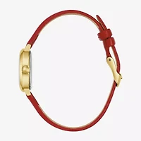 Caravelle Designed By Bulova Womens Red Leather Strap Watch 44l270