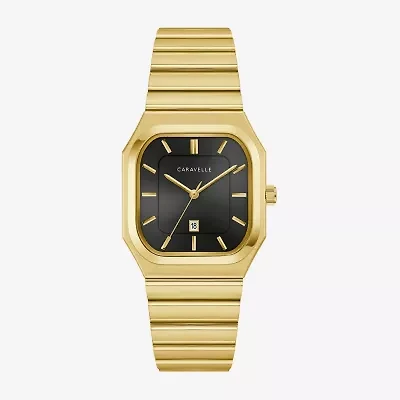 Caravelle Designed By Bulova Mens Gold Tone Stainless Steel Bracelet Watch 44b131