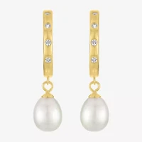 Womens White Cultured Freshwater Pearl 14K Gold Over Silver Pear Drop Earrings