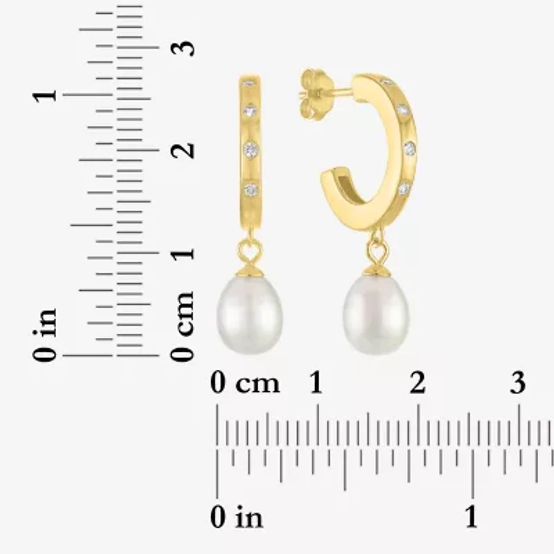 Womens White Cultured Freshwater Pearl 14K Gold Over Silver Pear Drop Earrings