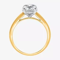 (I / Si2) Womens 2 CT. Lab Grown White Diamond 14K Gold Over Silver Oval Solitaire Side Stone Engagement Ring