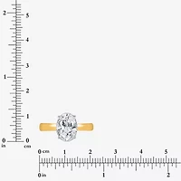 (I / Si2) Womens 2 CT. Lab Grown White Diamond 14K Gold Over Silver Oval Solitaire Side Stone Engagement Ring
