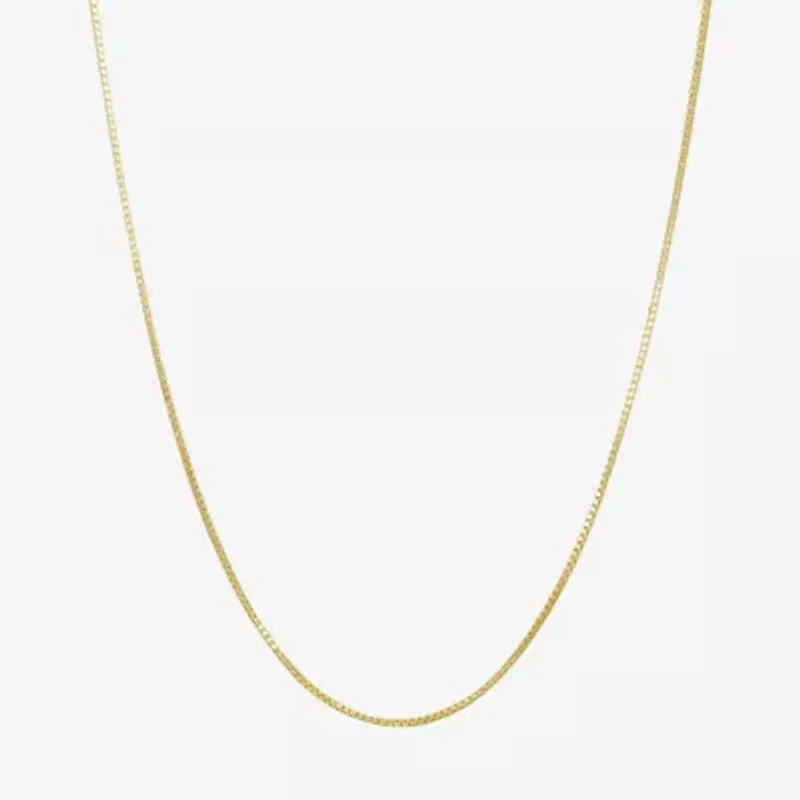 Womens 10K Gold 20 Inch Box Chain Necklace
