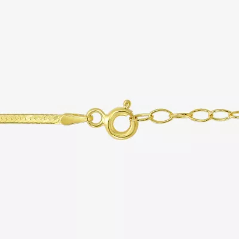 Made in Italy Womens 10K Gold Inch Herringbone Chain Necklace