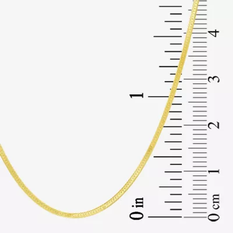 Made in Italy Womens 10K Gold Inch Herringbone Chain Necklace