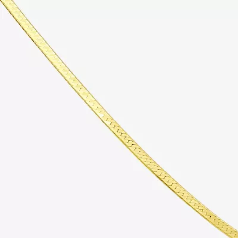 Made in Italy Womens 10K Gold Inch Herringbone Chain Necklace