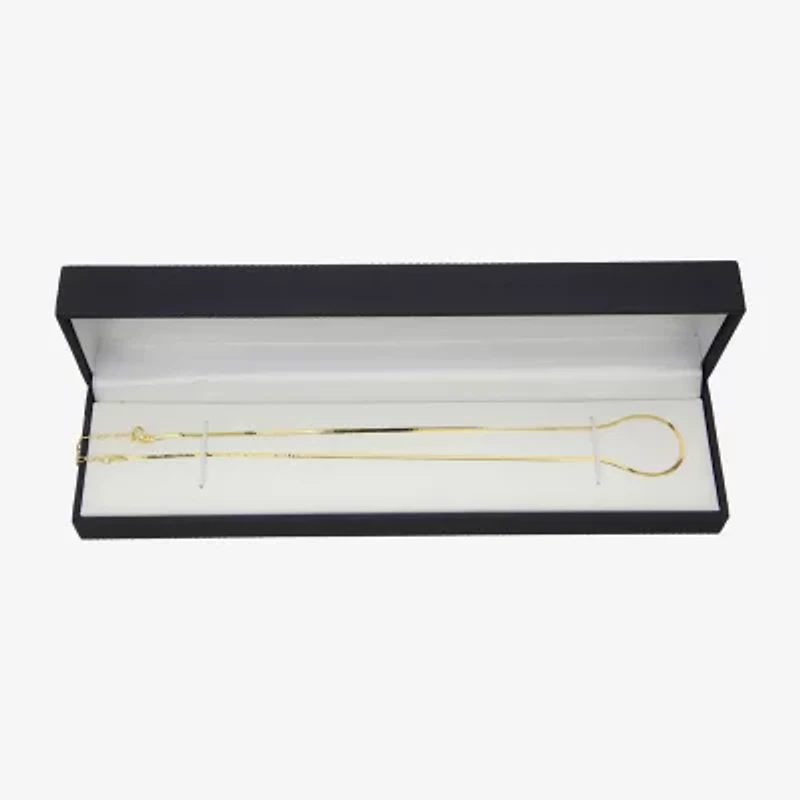 Made in Italy Womens 10K Gold Inch Herringbone Chain Necklace