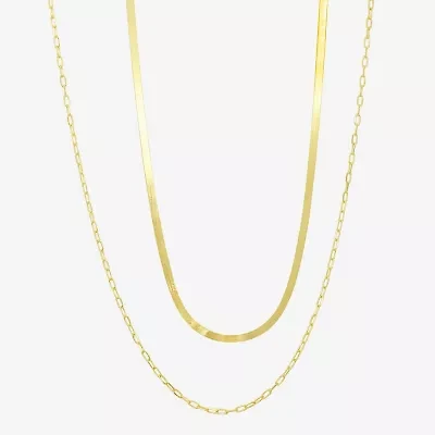 Gold Addiction Womens 10K Gold 16 Inch Herringbone Chain Necklace
