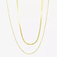 Gold Addiction Womens 10K Gold 16 Inch Herringbone Chain Necklace