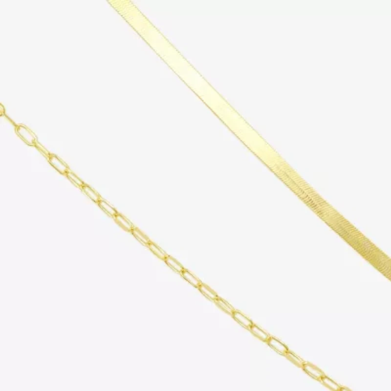 Gold Addiction Womens 10K Gold 16 Inch Herringbone Chain Necklace
