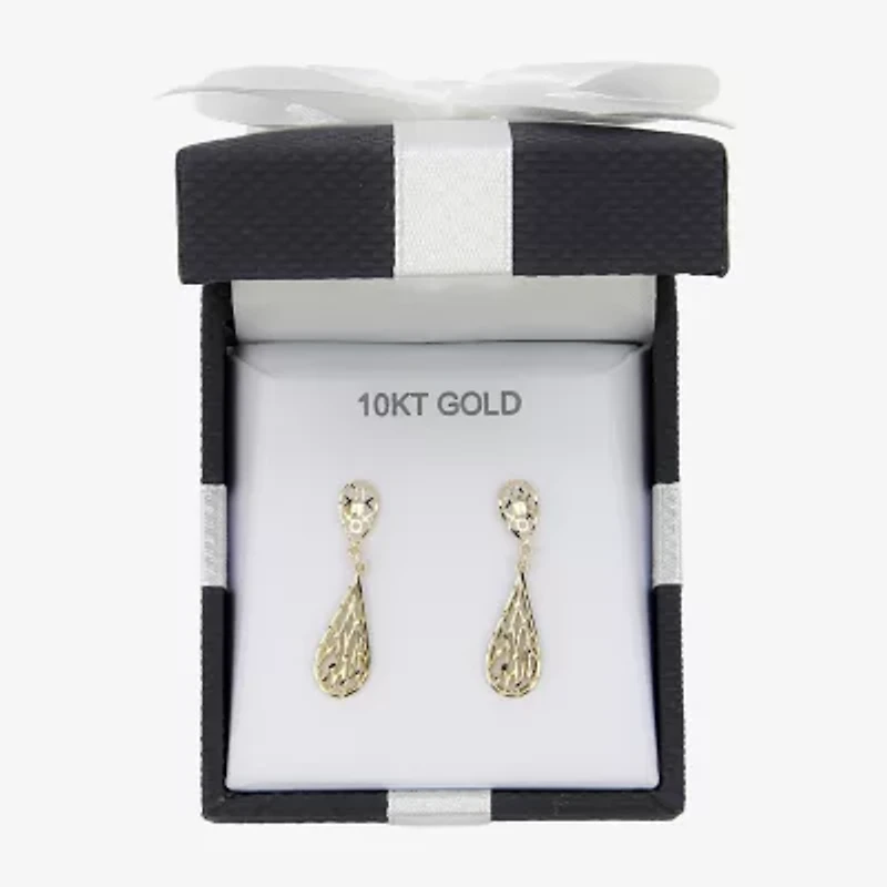 Womens 10K Gold Drop Earrings