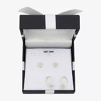 Womens Cubic Zirconia 10K Gold Pair Earring Set