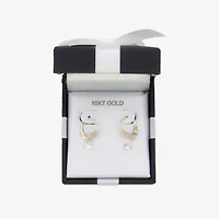Religious Jewelry Cross Womens White Cubic Zirconia 10K Gold 2 Pair Earring Set
