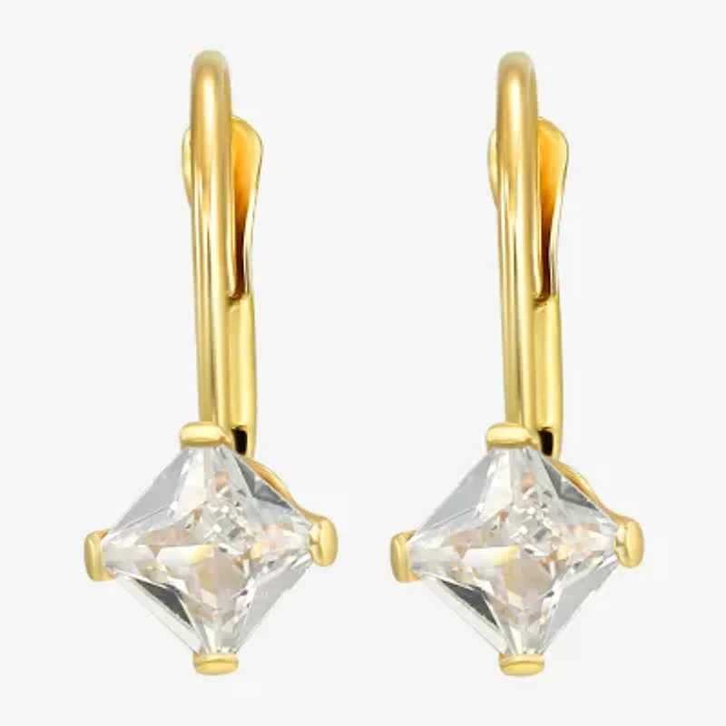 Womens White Cubic Zirconia 14K Gold 12mm Hoop Earrings
