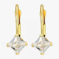 Womens White Cubic Zirconia 14K Gold 12mm Hoop Earrings