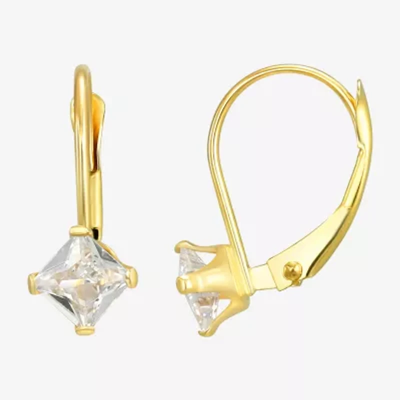 Womens White Cubic Zirconia 14K Gold 12mm Hoop Earrings