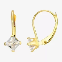 Womens White Cubic Zirconia 14K Gold 12mm Hoop Earrings