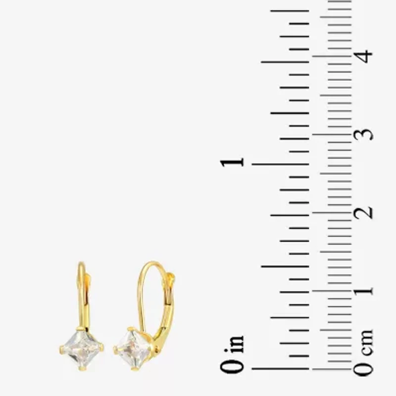 Womens White Cubic Zirconia 14K Gold 12mm Hoop Earrings